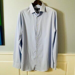 Mizzen+Main Stretch Travel Dress Shirt Leeward Trim Fit Light Blue Large Tall